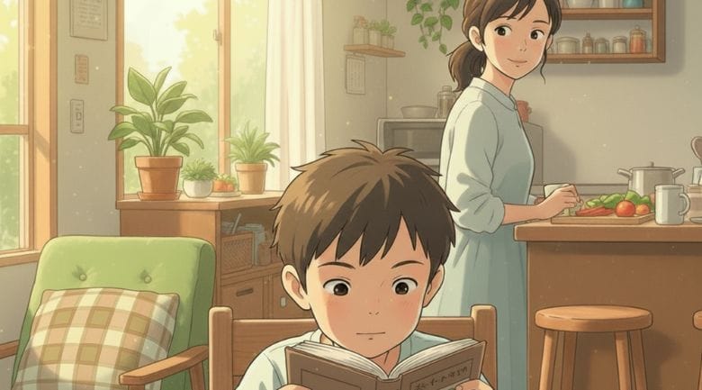 自分から学習を始める子どもとそれを見守るお母さん